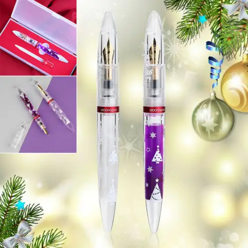 

Moonman M2 Dropper Transparent Fountain Pen Clear Ink Pen Snowflake Commemorative Version EF/F NIb Gift A 1.1MM Nib Wrifting