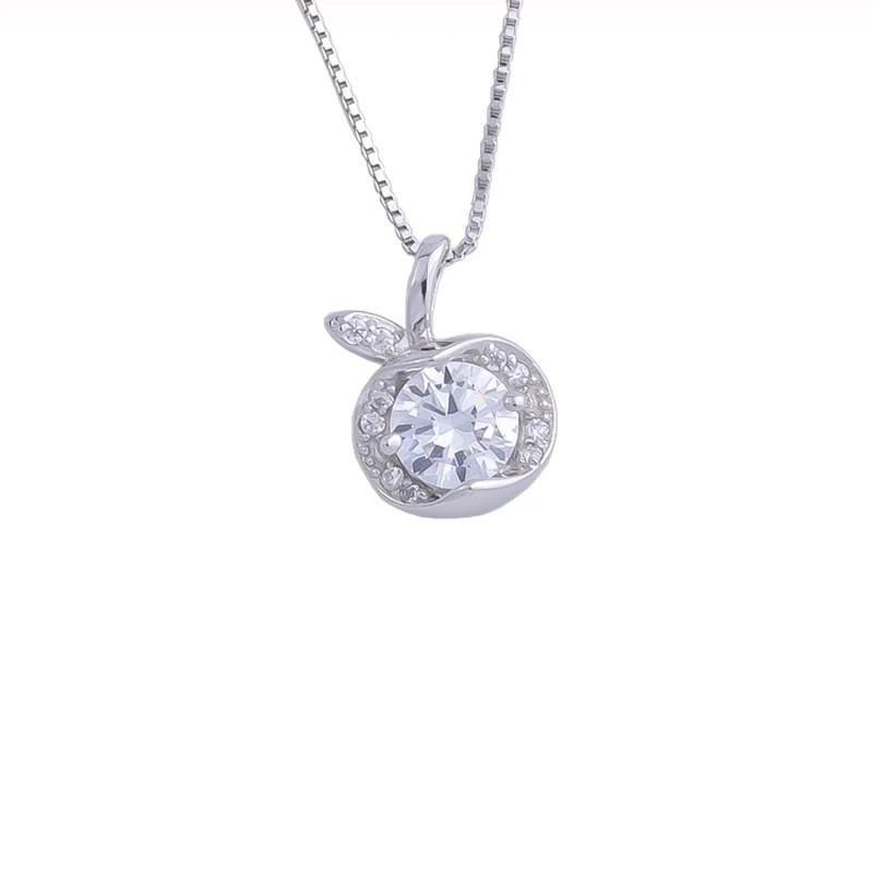 Женские кулоны с мини циркониевым листом и яблоком из стерлингового серебра 925