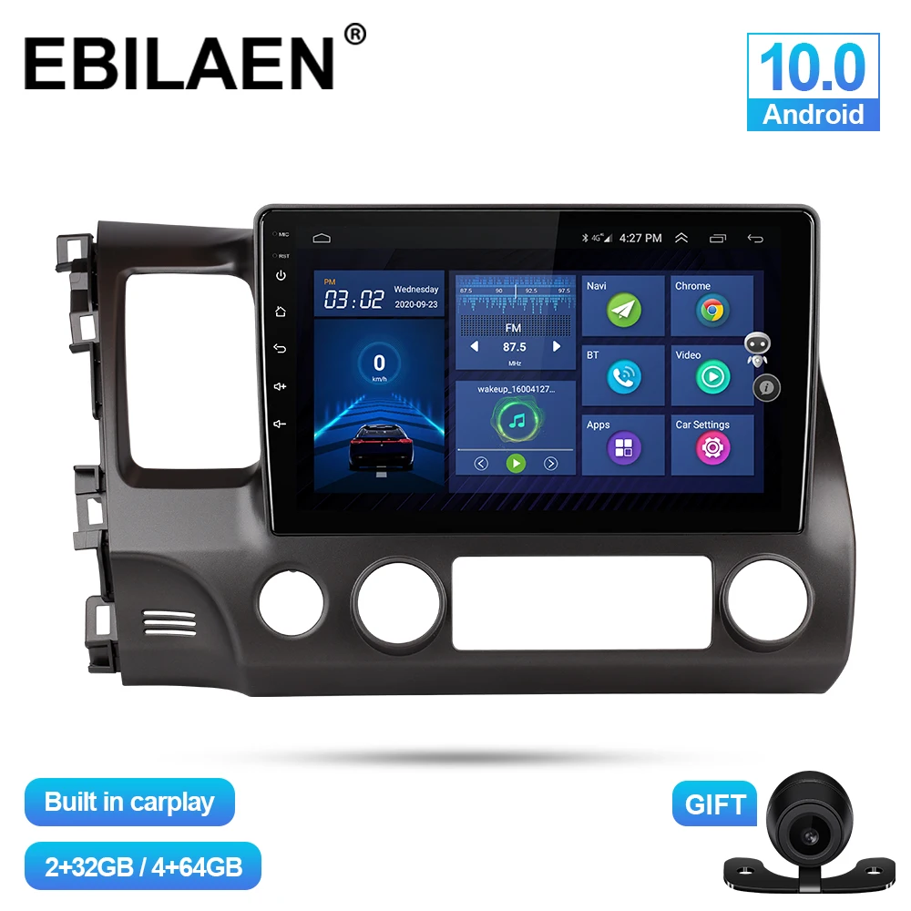 

EBILAEN Car Multimedia player For Honda Civic 8 2005-2011 Android 10.0 Autoradio GPS Navigation Radio Camera IPS Screen