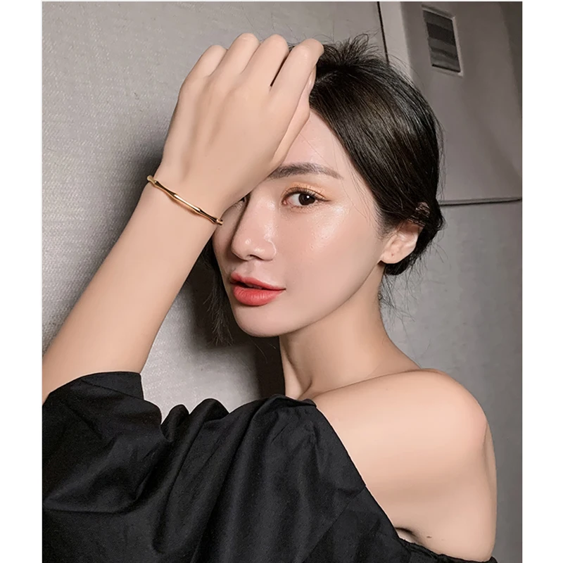 316L Stainless Steel Bamboo Open Thin Bangle Handmade Anniversary Gift bangle bracelet stainless steel bracelet