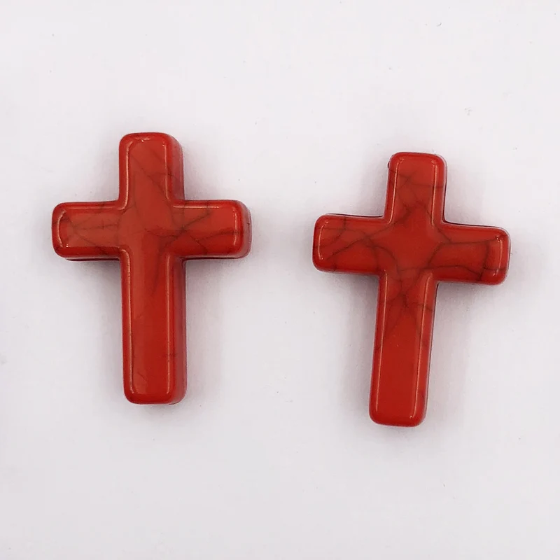 24x18x6mm 50pcs 50 шт., белый, красный, коричневый, фиолетовый крест, натуральный камень, бисер, бисер для браслета, дизайн, окрашенный, 24x18x6 мм, отверстие: 2 мм - Цвет: 24x18x6mm 50pcs