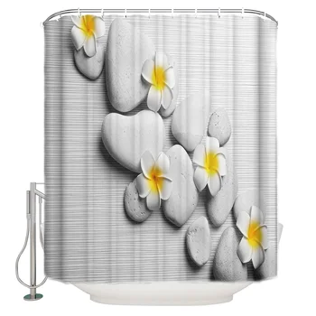 

Graystone Zen Flower Art Shower Curtain Waterproof Bathroom Curtain Polyester Bath Curtain Home Decor 12 Hooks
