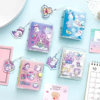 

Bentoy Korea Girls Bear Rabbit Pendant Keychain Diary NoteBook Travel Planner Notepad Spiral Notebook Blank Paper Book
