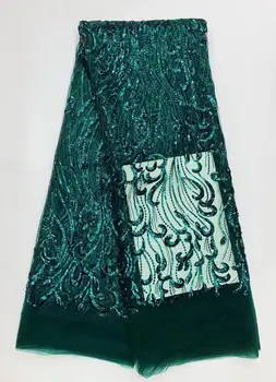 

embroiderd lace fabric DiuDiu-12.3602 with sequins beautiful Nigerian sequins lace fabric for party dress
