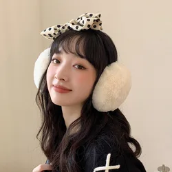 Korean Simple Bowknot Earmuffs Winter Female Warmth Cute Student Earmuffs Cycling Frost Windproof Earmuffs Ear Bags for Women