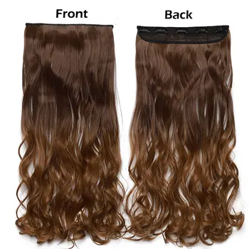 s-noilite 47Color 24Inch Long Wavy Women Clip In One Piece synthetic Hair Extensions Black Brown Fake clip Hairpiece for women 2