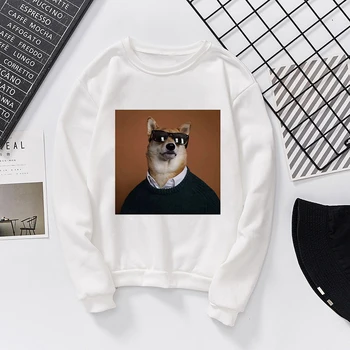 

Funny Dog Cartoon Printed Vogue Harajuku Streetwear Sweatshirt Hoodies Kawaii Punk Korean Style Fashion Women Long Sleeve Shirts