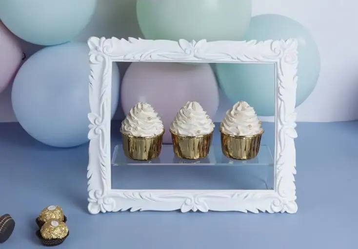 3Pcs Cupcakes Белый кекс дисплей тарелки смолы фото рамка тип кекс торт подставки для свадьбы десерт торт украшение подставка для кексов - Цвет: 3Pcs Cupcakes