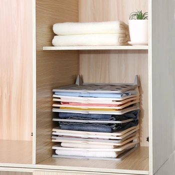 

1/5/10pcs Plastic Closet Organizer Wardrobes Clothes Folder T Shirt Clothes Organizer Easy Tray Folding Board Storage Rack.
