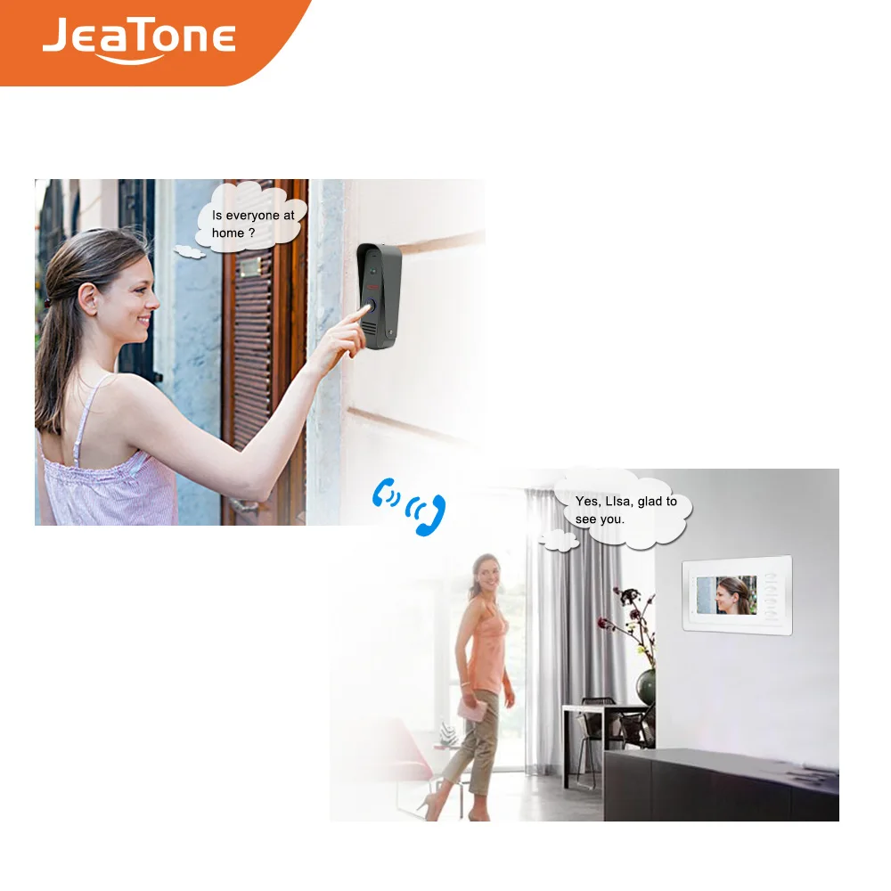 Видеодомофон JeaTone 7 ''от одного до двух домофон домашняя система безопасности