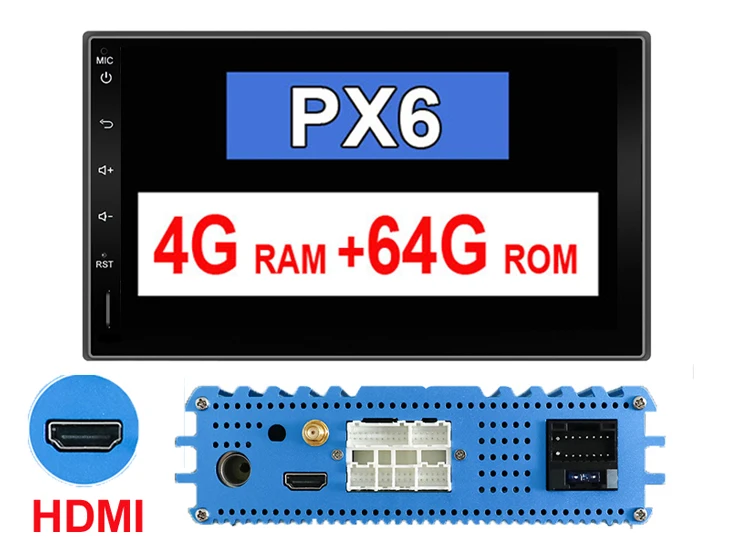 PX6-4G-64G Автомобильная магнитола 2 din android 9,0 универсальная с gps навигацией wifi зеркальная связь BT USB RDS FM карта камера - Цвет: PX6-4G-64G