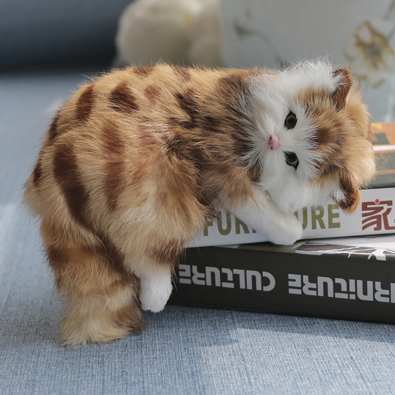 

Simulation Cat Animal Model Fur Handicraft Kitten Doll Simulation Blinking Cat Anime Plush Stuffed & plush animals dog toys