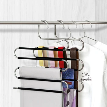 

3PC 5 Layers MultiFunctional Clothes Hangers Pant Storage Cloth Rack Trousers Hanging Shelf Non-slip Clothing Organizer Storage
