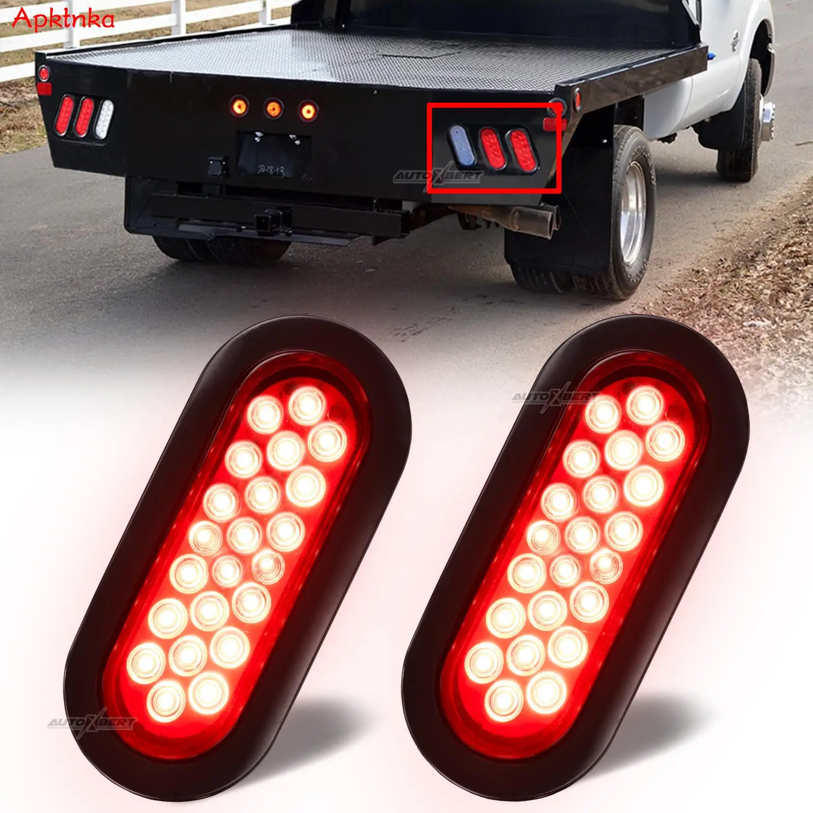 Trailer Red Stop Turn Signal Brake Marker Tail Light for 12V Trucks 22- LED 6 Oval Trailer lights RV B 
