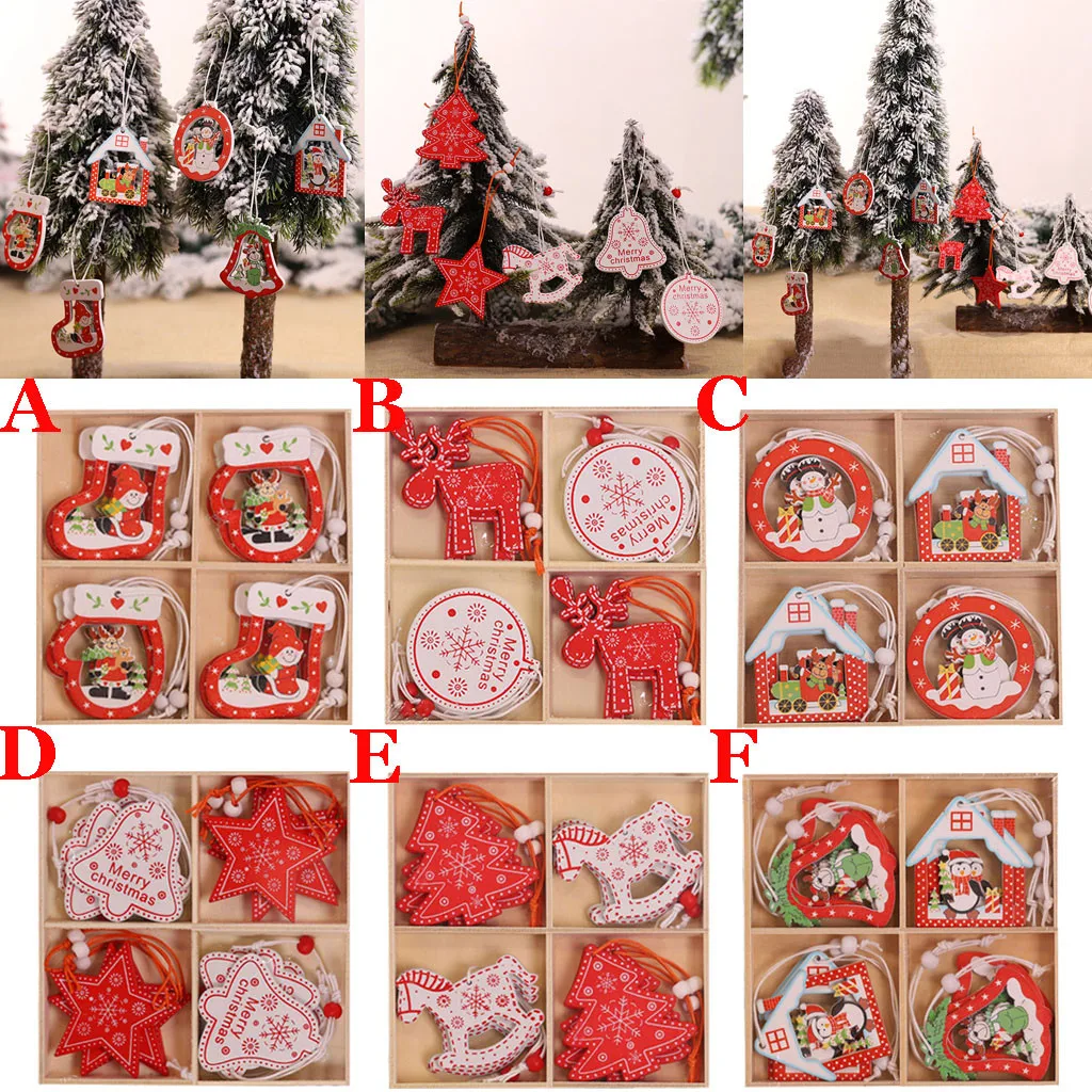 12PC Christmas Snowflakes Wooden Pendants Xmas Tree Ornaments Home Hanging Decor For Santa Clause Merry Party | Дом и сад