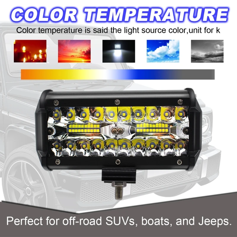 

7"120W 12000K LED Work Light SUV Offroad Driving Light Boat Waterproof IP67 Motorcycle Lamp Assembly REST Lighting