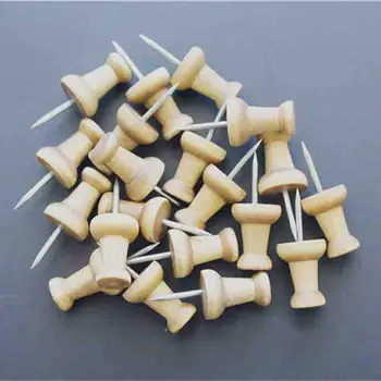 

50pcs/lot Wooden Thumb Tack Map Markers Pin Pushpin Decorative Cork Board Photo Wall Thumbtacks For Home Office School Supplies