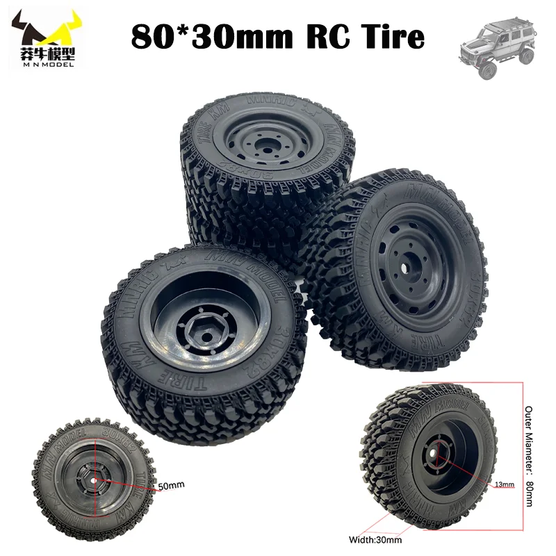 Pneus RC Vgoohobby 6,9cm - Jantes Pretas Para Carros MN Model 1/12 Escala