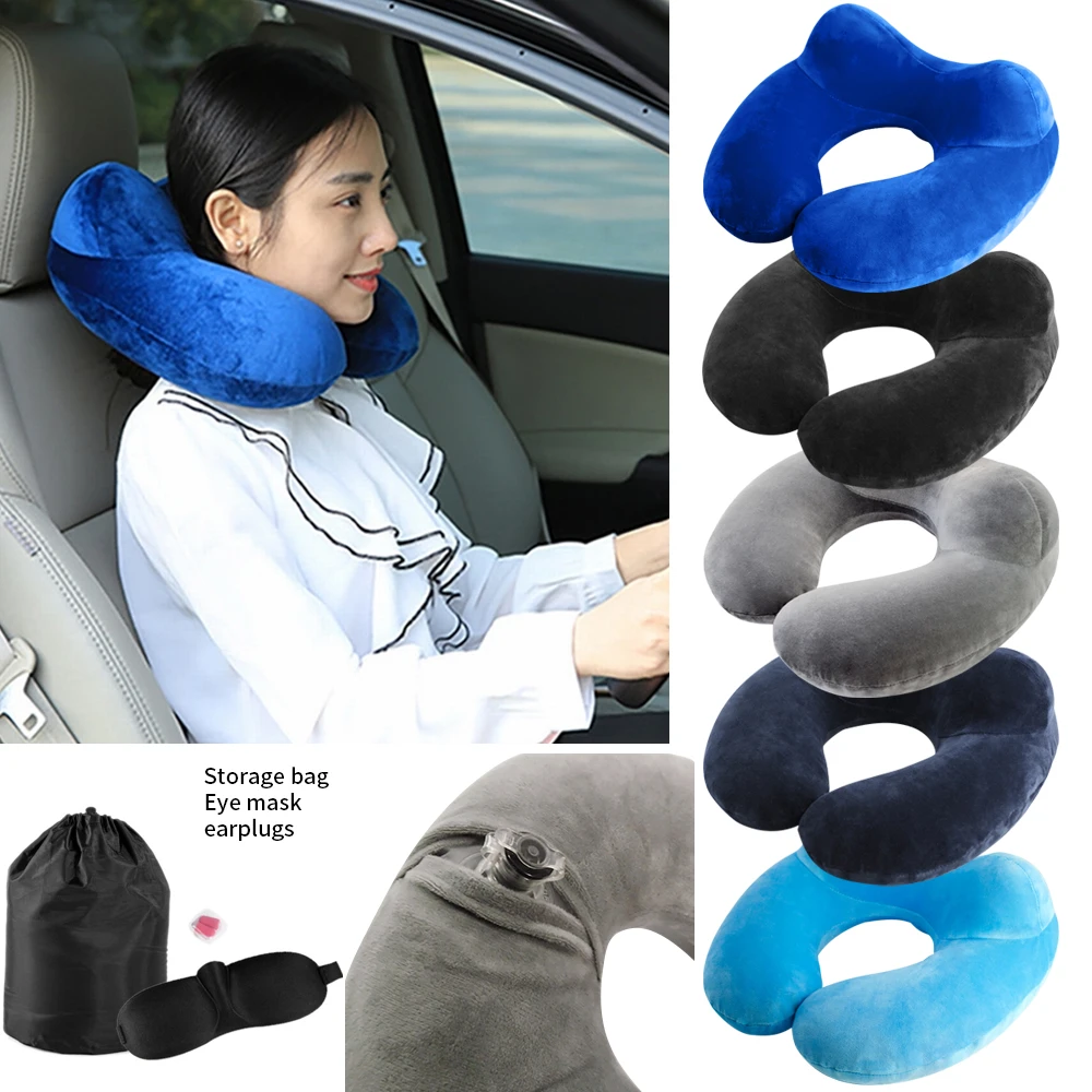 U-образная Массажная подушка для путешествий, самолета, надувной дорожный шейный коврик, Автомобильная подушка для шеи, надувная подушка для отдыха для сна