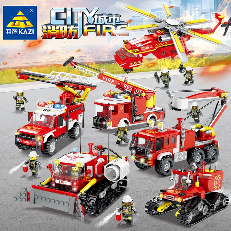 

Original KAZI small particle simulation urban fire engineering vehicle series children's educational building blocks toy gift