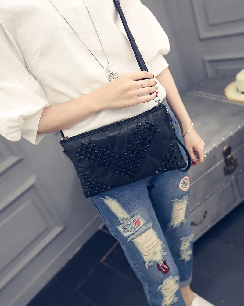 

2016 Spring And Summer New Style Shoulder Bag WOMEN'S Bag Korean-style Fashion Rivet Clutch Carrying Oblique Bag