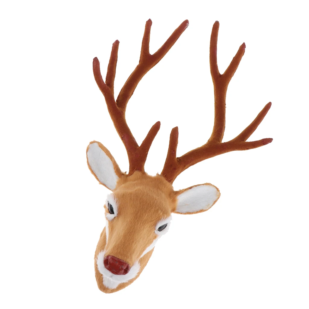 Lovely Faux Fur Deer Head Model Figure Wall Mount Sculpture Home House Decor