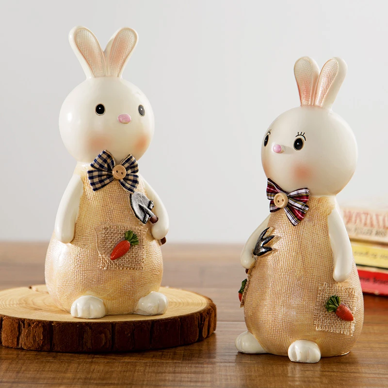 

Piggy Bank Creative Bunny Coin Piggy Bank Garden Wind Rice Rabbit Home Resin Decoration Couple MISS Rabbit Student Gift