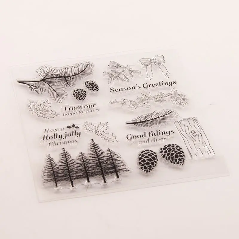 Дерево Pinecone силиконовая прозрачная печать DIY Скрапбукинг рельефная фотография