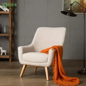 

Nordic single leisure sofa chair tiger chair Daedalus sofa solid wood nordic chair high back fabric sofa