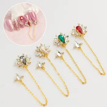 

New Fashion Nail Art Water Drop Chain Diamond Jewelry High Quility Bridal Nail Pendant Alloy Nail Decoration Accessories