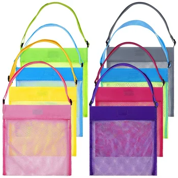 

8 Pieces Colorful Mesh Beach Bags Seashell Bags Beach Shell Bags for Treasure Shell Toy Storage (Size Set 1, Color Set 1)