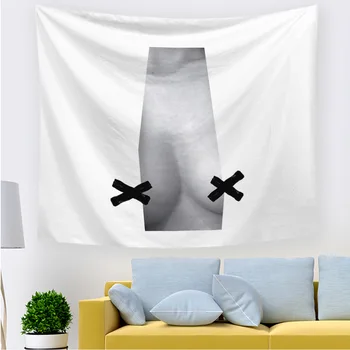 

Girl's Bedroom Wall Hanging Tapestry Lace Bikini Print Wall Art Blanket White&Black For Home Decor