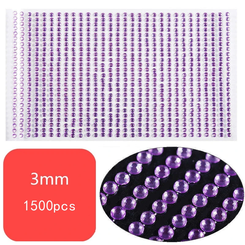 light purple 3/4 мм самоклеющиеся Стикеры со стразами для ногтей ног дизайн аппликация Маникюр Скрапбукинг наклейки - Цвет: light purple