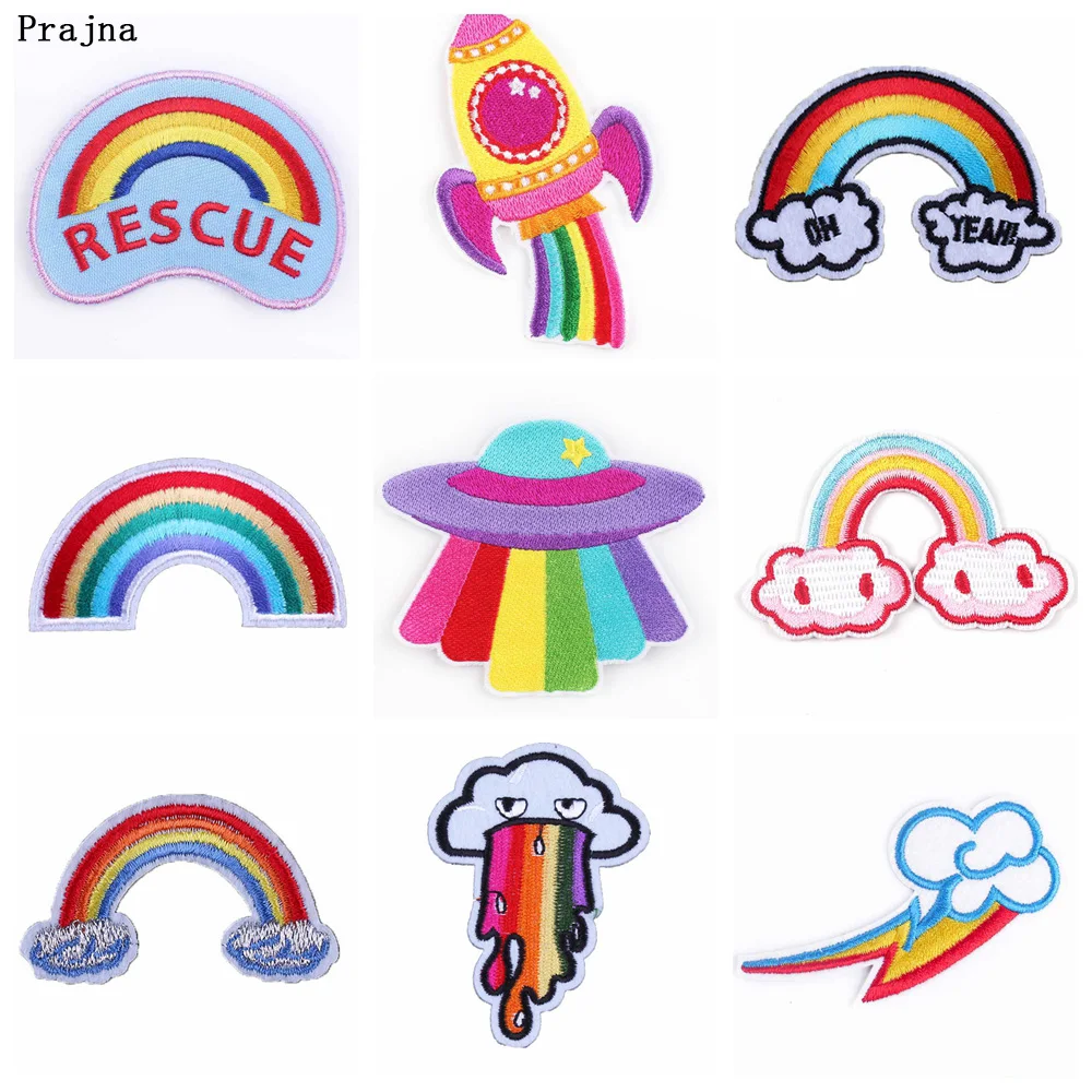 

Prajna Rainbow Series Rocket Ship After Sunny Iron On Embroidered Stripes For Clothes Patches For Clothing Stickers Wholesale