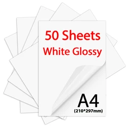 50 Sheets A4 Glossy Printable Vinyl Sticker Paper Waterproof Self-Adhesive White Copy paper DIY Label Sticker For Inkjet Printer