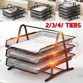 

2020 Office A4 Paper Organizer Document File Letter Book Brochure Filling Tray Rack Shelf Carrier Metal Wire Mesh Storage Holder