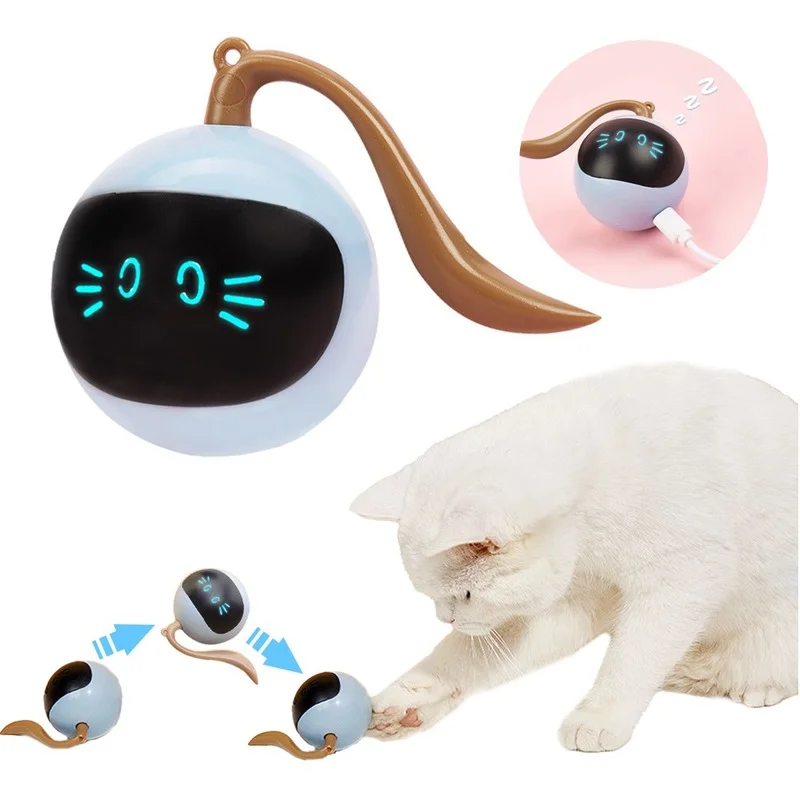 

Automatic Swivel Toy Ball for Cats,smart Cat Toy with Usb Rechargeable Colored Led, Electronic Toy Ball for Cats Kittens