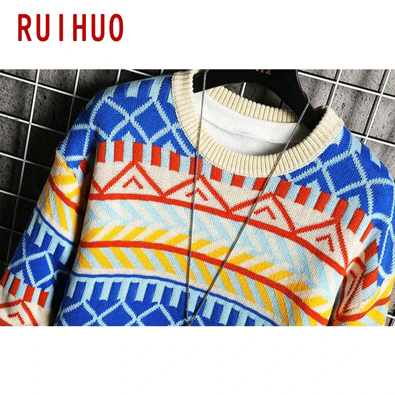 RUIHUO полосатый зимний свитер, Мужской пуловер, зимнее пальто, мужской свитер, зимнее пальто, мужские свитера на осень, Корейская одежда 5XL