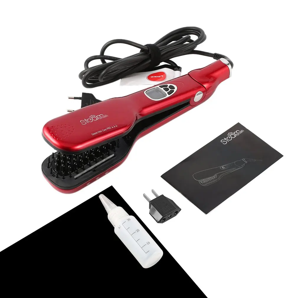

Steam Hair Comb With LCD Display 360 Degree Rotating Power Cord Fast Electric Smooth Brush Ceramic Hair Straightener Brush