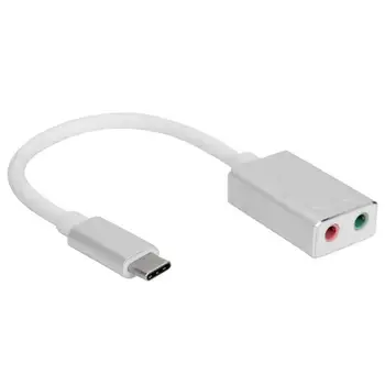 

CableDeconn A0403 USB-C to 3.5mm AUX Stereo Mic 5.1 Channel Sound Card Cord Type-C to 3.5mm Converter Cable