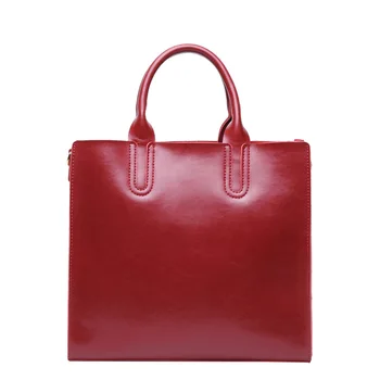 

New Leather Bag Ladies Handbag Europe and The United States Simple Vertical Square Oil Wax Shoulder Diagonal Bag