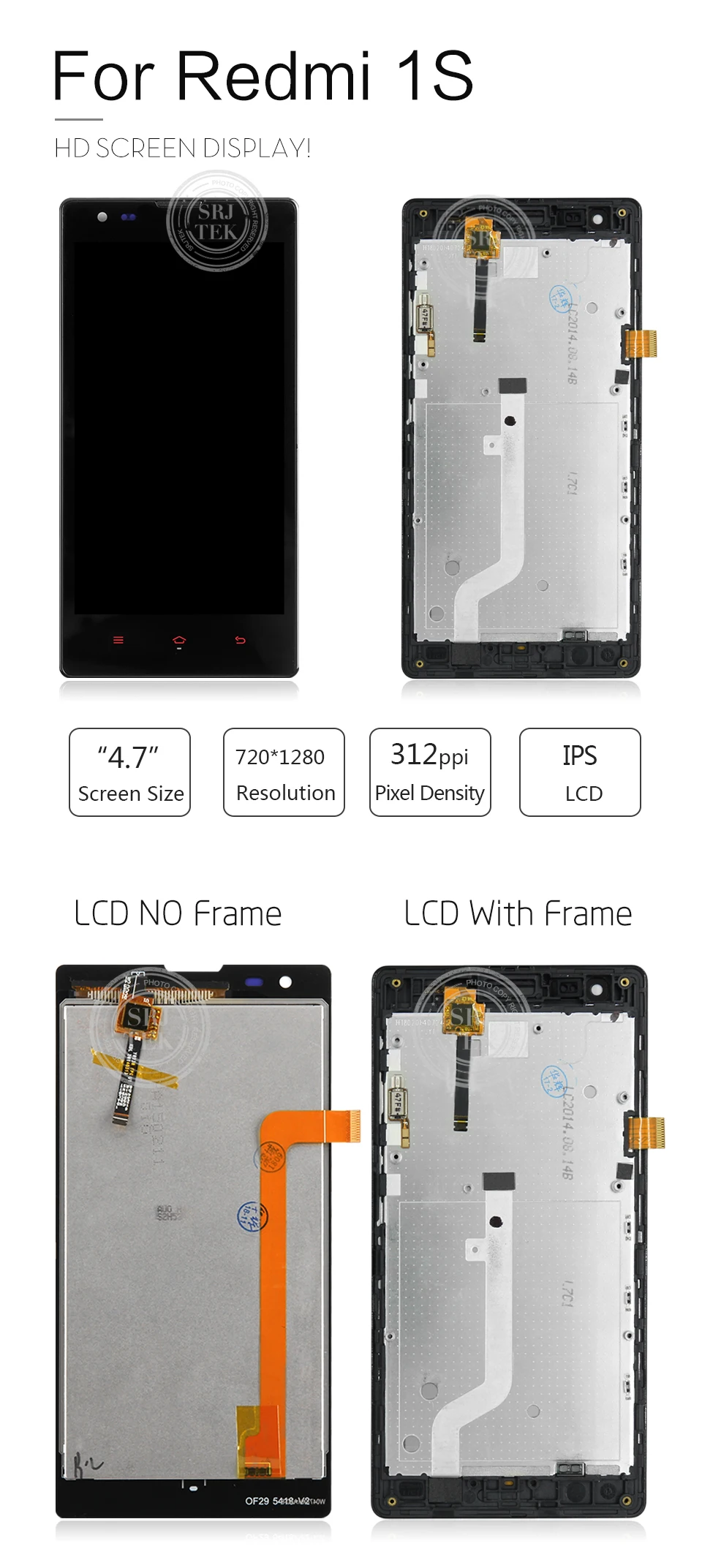 Srjtek 3g версия дисплея для XIAOMI Redmi 1 S преобразователь изображений для сенсорного дигитайзера для XIAOMI Redmi 1 S Замена экрана 1280*720