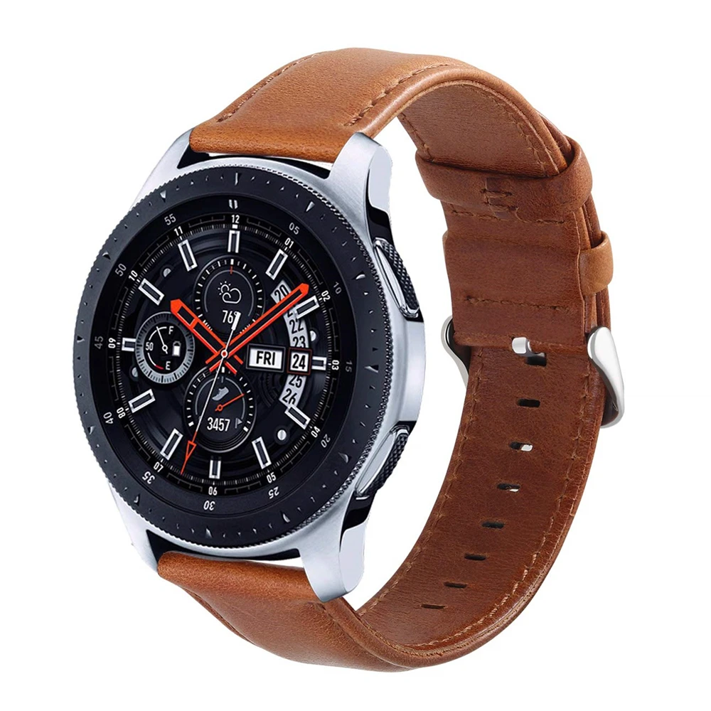 Ремешок для Galaxy Watch 46 мм/Active 2 40 мм 44 мм полосы 20 мм 22 мм кожаный браслет на запястье для samsung gear S3 Frontier/классический ремень - Band Color: brown