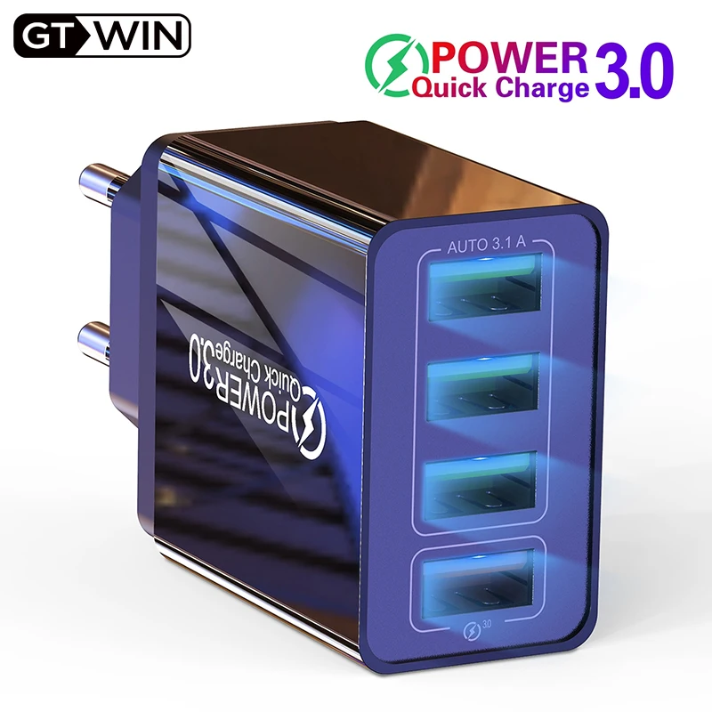 

GTWIN USB Charger Quick Charge 3.0 EU US Plug Mobile Phone Adapter For iPhone Samsung Xiaomi Smartphone Tablet Fast Wall Charger