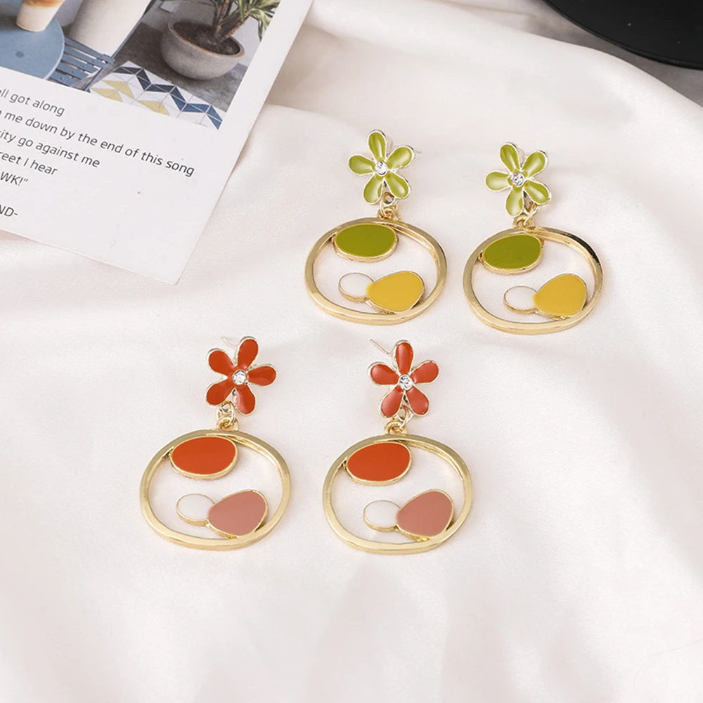 

shangzhihua 2020 new Enamel drop hollow-out earrings, flower clouds, colorful patchwork earrings, ladies jewelry