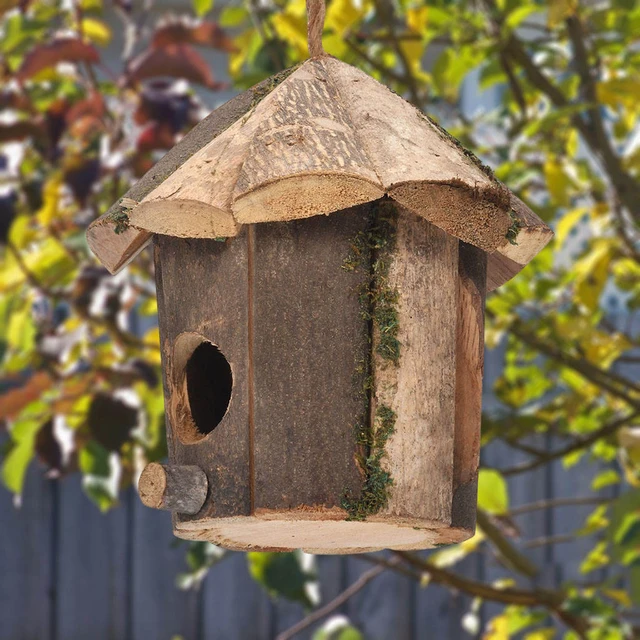 Petite maison d'oiseau en bois avec ULde face, décoration de jardinage,  accent d'oiseau créatif, types de bricolage muraux - AliExpress