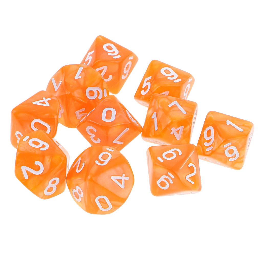 10PCS D10 Polyhedral Dice 10 Sided Dice for Dungeons and Dragons Table Game Board Game Dice Party Gambling Dices 