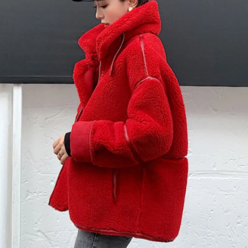 Зимняя женская куртка из шерсти ягнёнка, кашемир локомотив пальто Женская плотная куртка женская модная уличная осенняя куртка для женщин