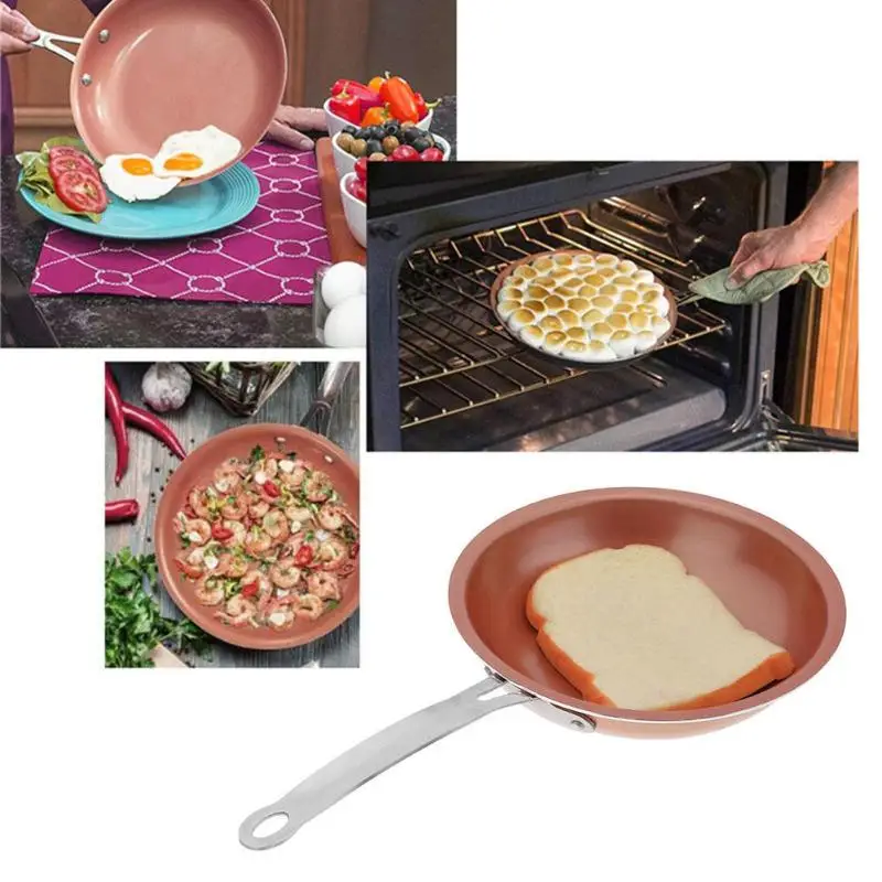 

25.5cm Steak Egg Frying Pan Copper Round Non-stick Pan Fashionable Healthy Food Cooking Tools Kitchen Decocting Accessories