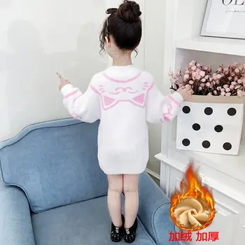 

Autumn Winter Girls Sweater Winter Thick Imitation Velvet Kids Sweater Cartoon Print Fleece Children Girls Kintted Pullover Top